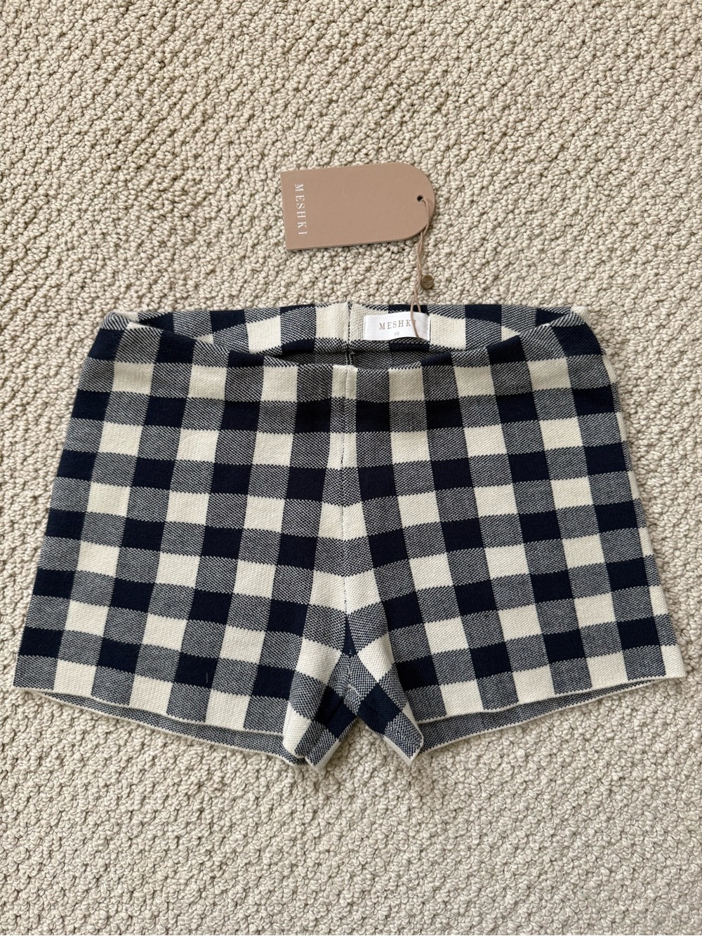 Meshki Navy & Cream Gingham Knit Shorts - Picture 4 of 5